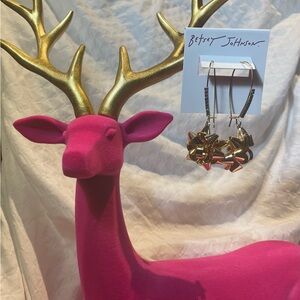 Betsey Johnson Gold Christmas Bow Earrings